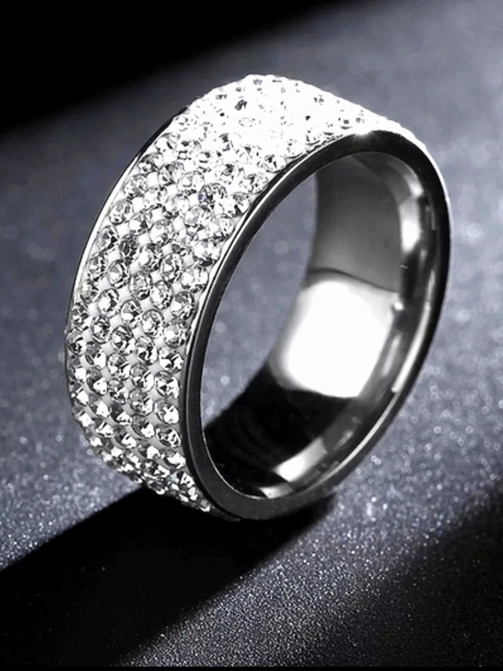 Womens Ring 5 Row Sparkling AAA crystal Band Ring Engagement Wedding NWT